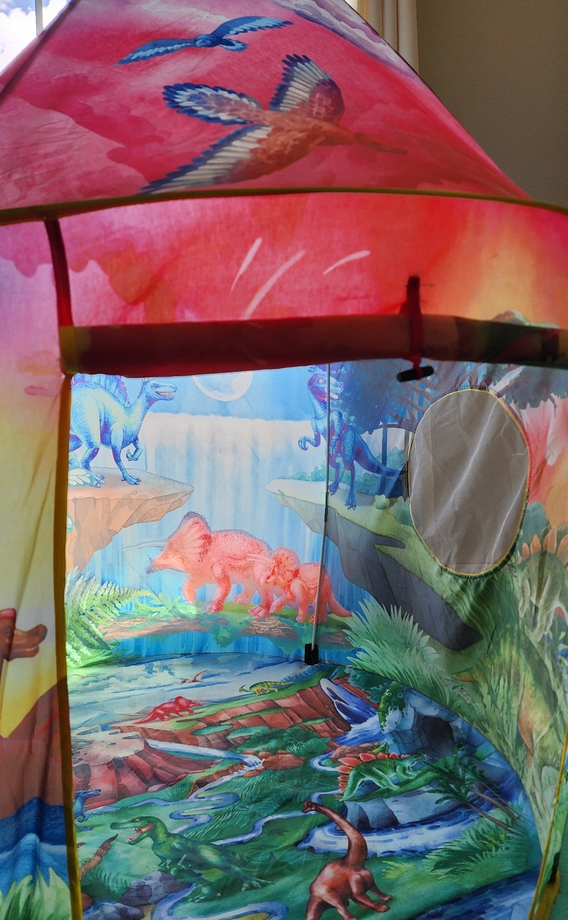 Kids' Dinosaur Play Tent - Colorful Volcano & T-Rex Design